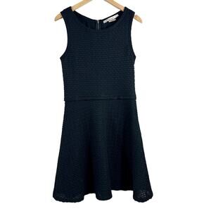 Studio M Women's Dress Black Textured Knit Sleeveless Short A Line Dress‎ Size L
